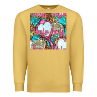 Antique Gold hair boss and hand mirror with money and leopard seamless pattern bbs Premium Sweatshirt - BundleAndBundleShop