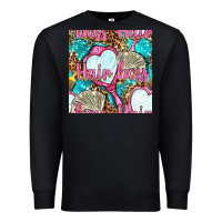 Black hair boss and hand mirror with money and leopard seamless pattern bbs Premium Sweatshirt - BundleAndBundleShop