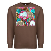 Chestnut hair boss and hand mirror with money and leopard seamless pattern bbs Premium Sweatshirt - BundleAndBundleShop