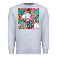 Heather Grey hair boss and hand mirror with money and leopard seamless pattern bbs Premium Sweatshirt - BundleAndBundleShop