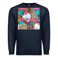 Navy hair boss and hand mirror with money and leopard seamless pattern bbs Premium Sweatshirt - BundleAndBundleShop