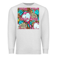 Oatmeal Heather hair boss and hand mirror with money and leopard seamless pattern bbs Premium Sweatshirt - BundleAndBundleShop