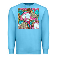 Ocean Blue hair boss and hand mirror with money and leopard seamless pattern bbs Premium Sweatshirt - BundleAndBundleShop