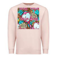 Pale Pink hair boss and hand mirror with money and leopard seamless pattern bbs Premium Sweatshirt - BundleAndBundleShop