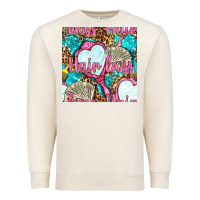 Sandshell hair boss and hand mirror with money and leopard seamless pattern bbs Premium Sweatshirt - BundleAndBundleShop