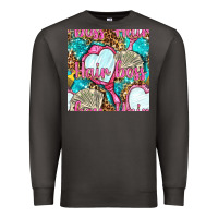 Smoke hair boss and hand mirror with money and leopard seamless pattern bbs Premium Sweatshirt - BundleAndBundleShop