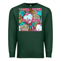 Sports Green hair boss and hand mirror with money and leopard seamless pattern bbs Premium Sweatshirt - BundleAndBundleShop