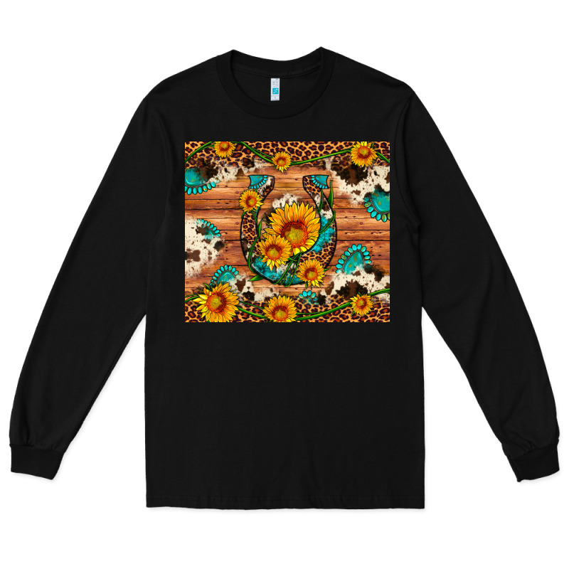 Sunflower Gemstone Leopard Cowhide Horseshoe Long Sleeve Tee by Artiststas | Teevron