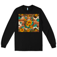 Black sunflower gemstone leopard cowhide horseshoe Long Sleeve Tee - Artiststas