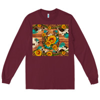 Burgundy sunflower gemstone leopard cowhide horseshoe Long Sleeve Tee - Artiststas