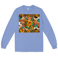Colony Blue sunflower gemstone leopard cowhide horseshoe Long Sleeve Tee - Artiststas