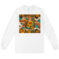 White sunflower gemstone leopard cowhide horseshoe Long Sleeve Tee - Artiststas