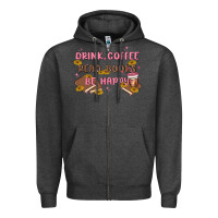 Charcoal Heather drink coffee read books be happy Zipper Hoodie - MaliasSmallBusiness
