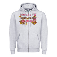 Heather Grey drink coffee read books be happy Zipper Hoodie - MaliasSmallBusiness