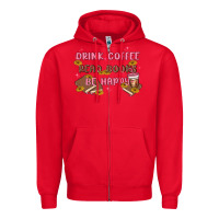 Red drink coffee read books be happy Zipper Hoodie - MaliasSmallBusiness