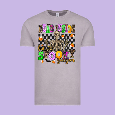 Dead Inside But It's Spooky Season Vintage Tee Designed By Adodesignshop