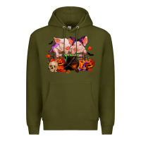 Army Green halloween pigs Premium Hoodie - RanaPortraitStore