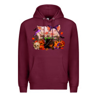 Burgundy halloween pigs Premium Hoodie - RanaPortraitStore