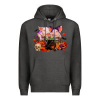 Charcoal Heather halloween pigs Premium Hoodie - RanaPortraitStore