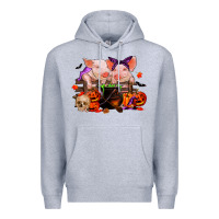 Heather Grey halloween pigs Premium Hoodie - RanaPortraitStore