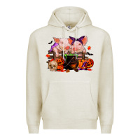 Oatmeal Heather halloween pigs Premium Hoodie - RanaPortraitStore