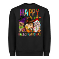 Black Happy hallothankmas dog Heavyweight Sweatshirt - FaDigitalArtStudio