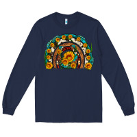 Navy sunflower gemstone leopard cowhide horseshoe rainbow Long Sleeve Tee - Artiststas