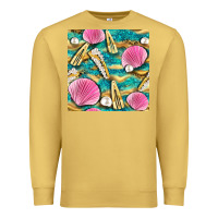 Antique Gold hair clasp and sea shells with leopard beach seamless pattern bbs Premium Sweatshirt - BundleAndBundleShop
