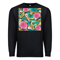 Black hair clasp and sea shells with leopard beach seamless pattern bbs Premium Sweatshirt - BundleAndBundleShop