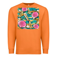 Carrot hair clasp and sea shells with leopard beach seamless pattern bbs Premium Sweatshirt - BundleAndBundleShop