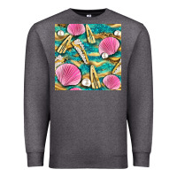 Charcoal Heather hair clasp and sea shells with leopard beach seamless pattern bbs Premium Sweatshirt - BundleAndBundleShop