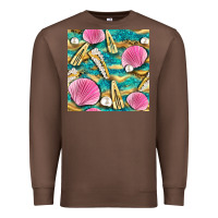 Chestnut hair clasp and sea shells with leopard beach seamless pattern bbs Premium Sweatshirt - BundleAndBundleShop
