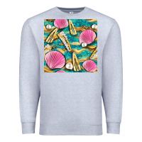 Heather Grey hair clasp and sea shells with leopard beach seamless pattern bbs Premium Sweatshirt - BundleAndBundleShop