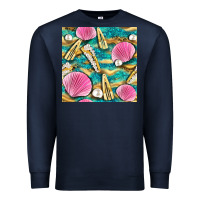 Hair Clasp And Sea Shells With Leopard Beach Seamless Pattern Bbs Premium Sweatshirt | Teevron