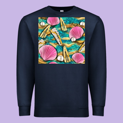 Hair Clasp And Sea Shells With Leopard Beach Seamless Pattern Bbs Premium Sweatshirt Designed By Bundleandbundleshop