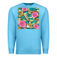 Ocean Blue hair clasp and sea shells with leopard beach seamless pattern bbs Premium Sweatshirt - BundleAndBundleShop
