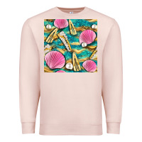Pale Pink hair clasp and sea shells with leopard beach seamless pattern bbs Premium Sweatshirt - BundleAndBundleShop