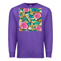 Purple hair clasp and sea shells with leopard beach seamless pattern bbs Premium Sweatshirt - BundleAndBundleShop