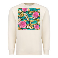 Sandshell hair clasp and sea shells with leopard beach seamless pattern bbs Premium Sweatshirt - BundleAndBundleShop