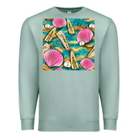 Seafoam hair clasp and sea shells with leopard beach seamless pattern bbs Premium Sweatshirt - BundleAndBundleShop