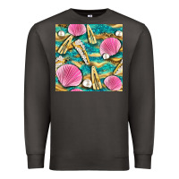 Smoke hair clasp and sea shells with leopard beach seamless pattern bbs Premium Sweatshirt - BundleAndBundleShop