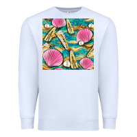 White hair clasp and sea shells with leopard beach seamless pattern bbs Premium Sweatshirt - BundleAndBundleShop