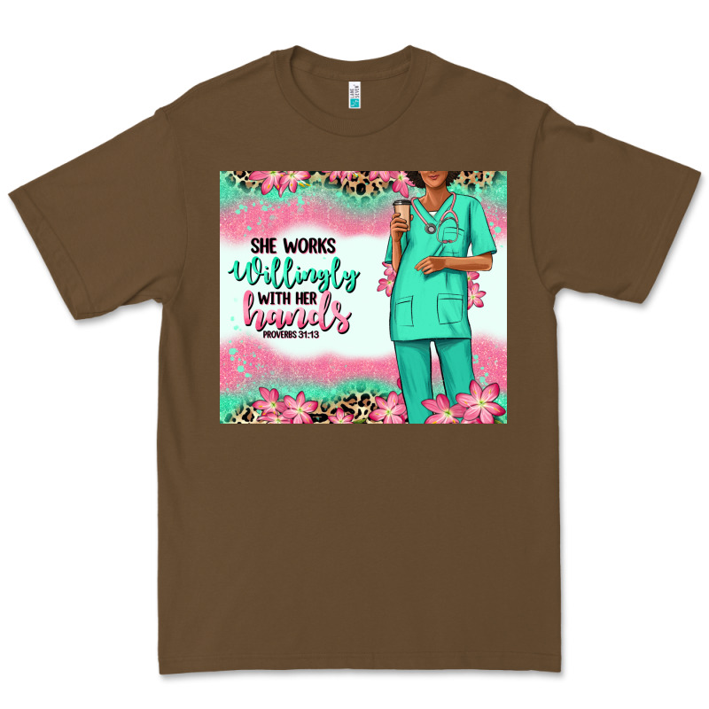 She Works Willingly With Her Hands Afro Nurse Premium Tee by RanaPortraitStore | Teevron