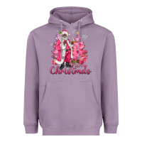 Lavender Pink Merry Christmas Black Santa Heavyweight Hoodie - MaliasSmallBusiness