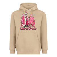 Mushroom Pink Merry Christmas Black Santa Heavyweight Hoodie - MaliasSmallBusiness