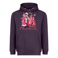 Plum Pink Merry Christmas Black Santa Heavyweight Hoodie - MaliasSmallBusiness