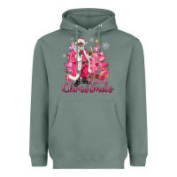 Sage Pink Merry Christmas Black Santa Heavyweight Hoodie - MaliasSmallBusiness