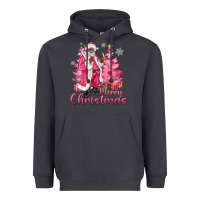 Smoke Pink Merry Christmas Black Santa Heavyweight Hoodie - MaliasSmallBusiness