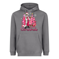 Storm Pink Merry Christmas Black Santa Heavyweight Hoodie - MaliasSmallBusiness