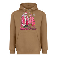 Toasted Coconut Pink Merry Christmas Black Santa Heavyweight Hoodie - MaliasSmallBusiness